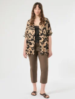 Pantaloni in cotone stretch - CACAO