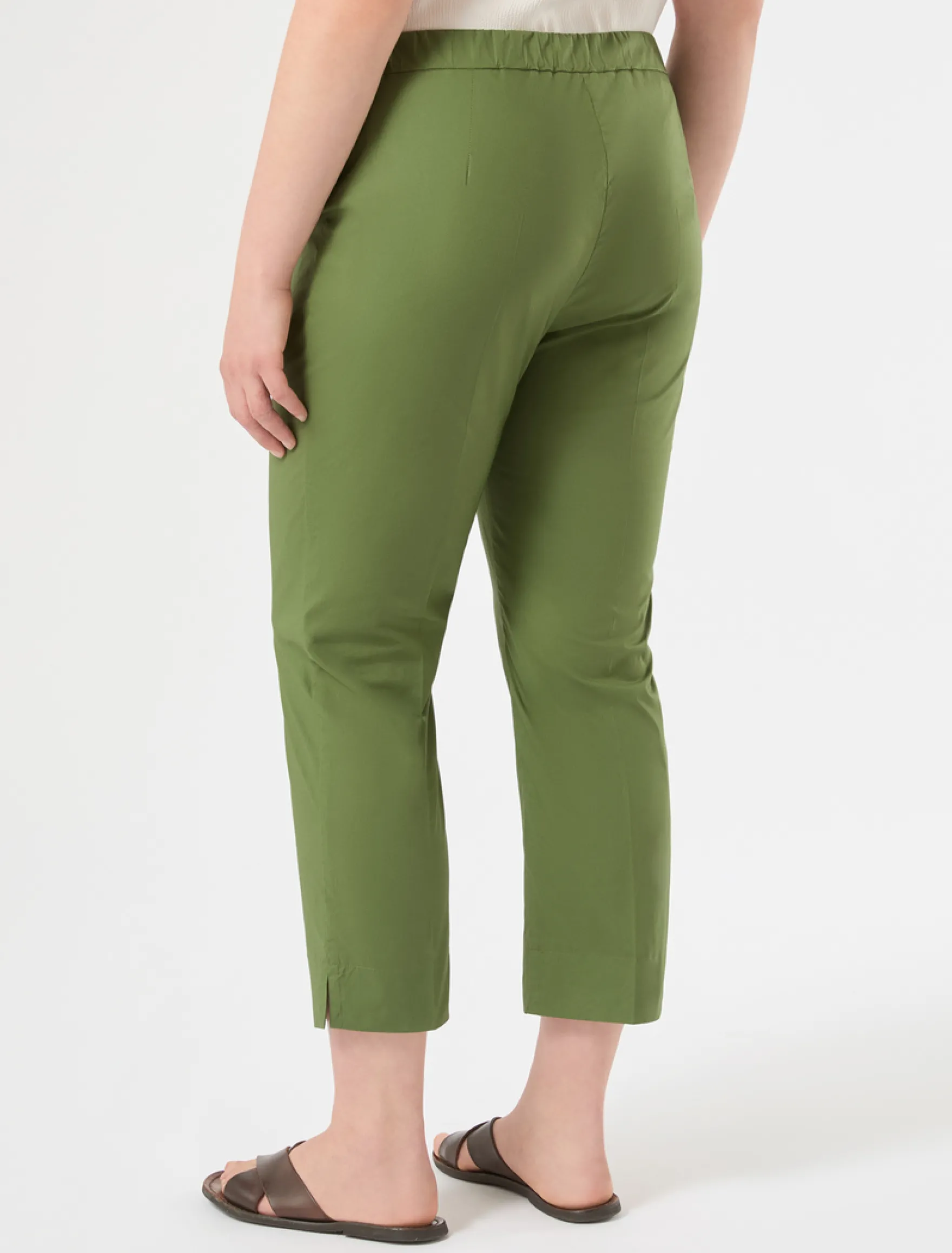 Pantaloni in cotone stretch - VERDE OLIVA