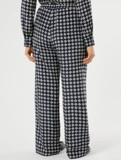 Pantaloni in crêpe de Chine di seta - BLU NOTTE