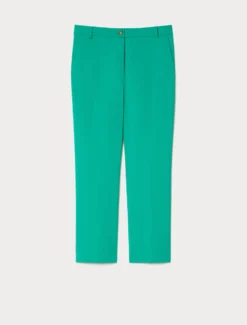 Pantaloni in doppia tela di cotone - VERDE SMERALDO