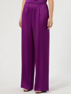 Pantaloni in envers satin - FUXIA VIOLA
