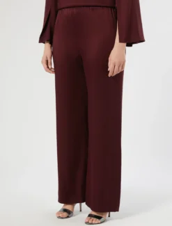Pantaloni in frisottino lucido - ROSSO VIOLA