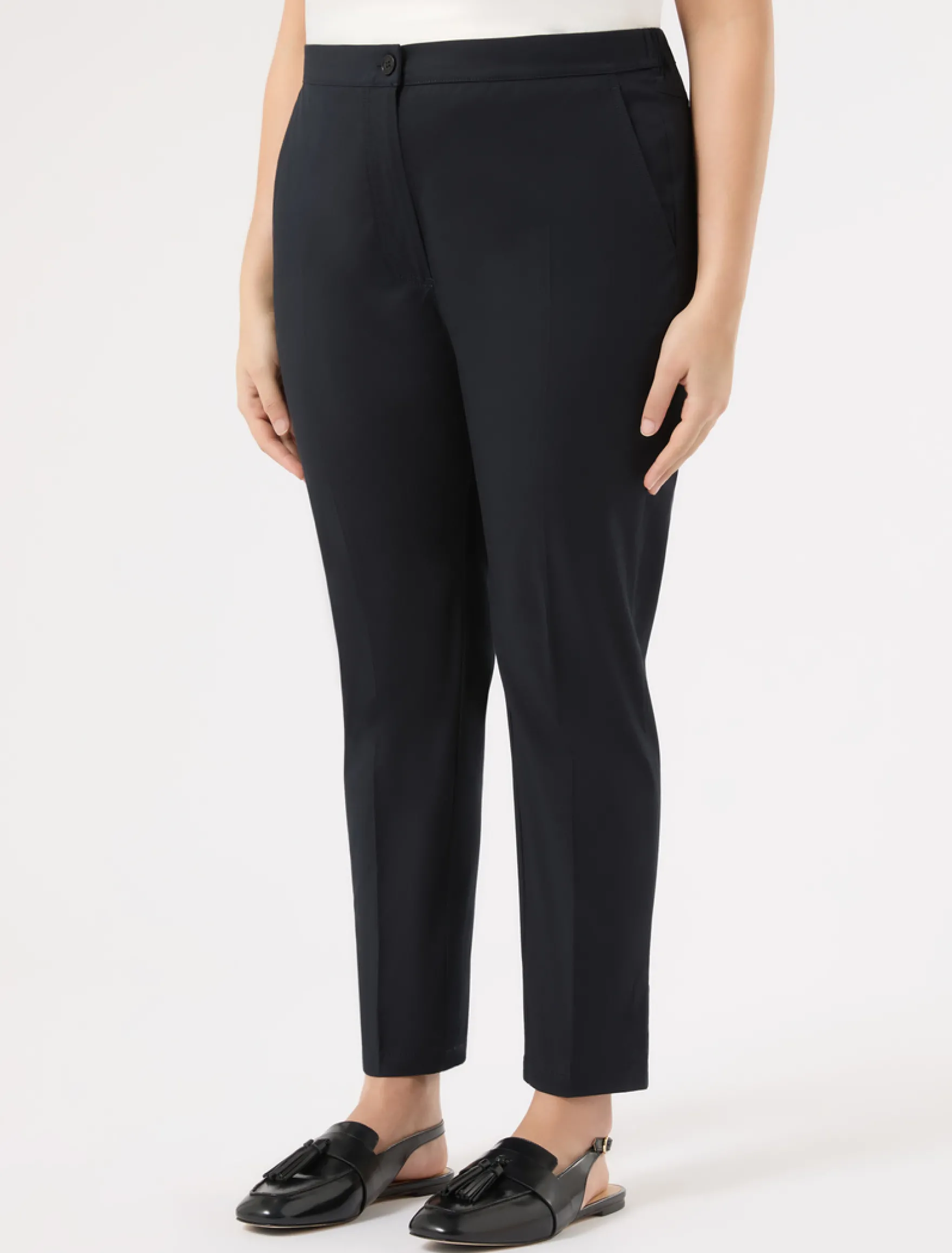 Pantaloni in gabardina di cotone - BLU MARINO
