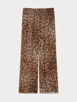 Pantaloni in georgette di seta - MARRONE