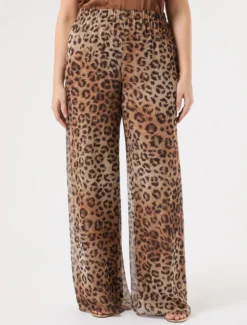 Pantaloni in georgette di seta - MARRONE