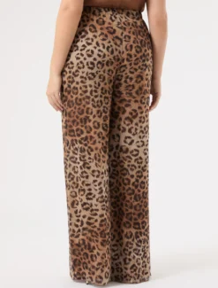 Pantaloni in georgette di seta - MARRONE