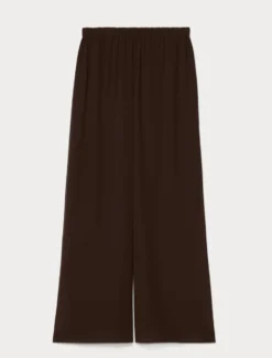 Pantaloni in georgette - MARRONE SCURO