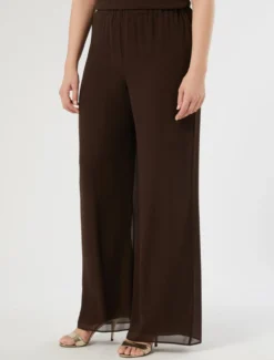 Pantaloni in georgette - MARRONE SCURO