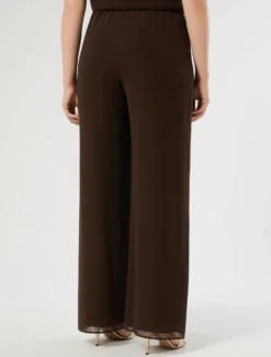 Pantaloni in georgette - MARRONE SCURO