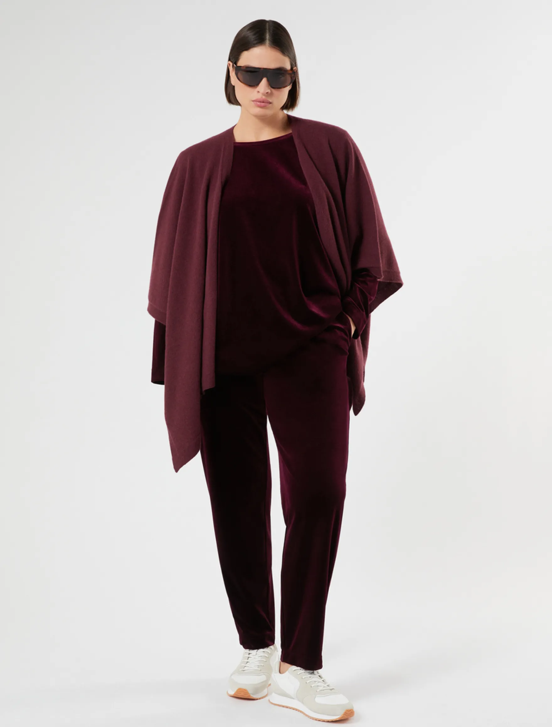 Pantaloni in jersey di velluto - BORDEAUX