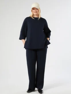 Pantaloni in jersey doppio di misto cotone - BLU