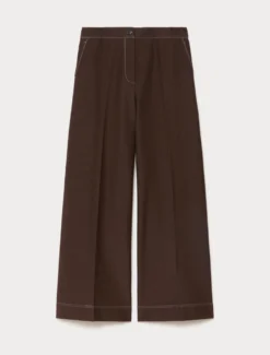 Pantaloni in jersey effetto denim - MARRONE SCURO