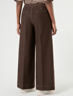 Pantaloni in jersey effetto denim - MARRONE SCURO
