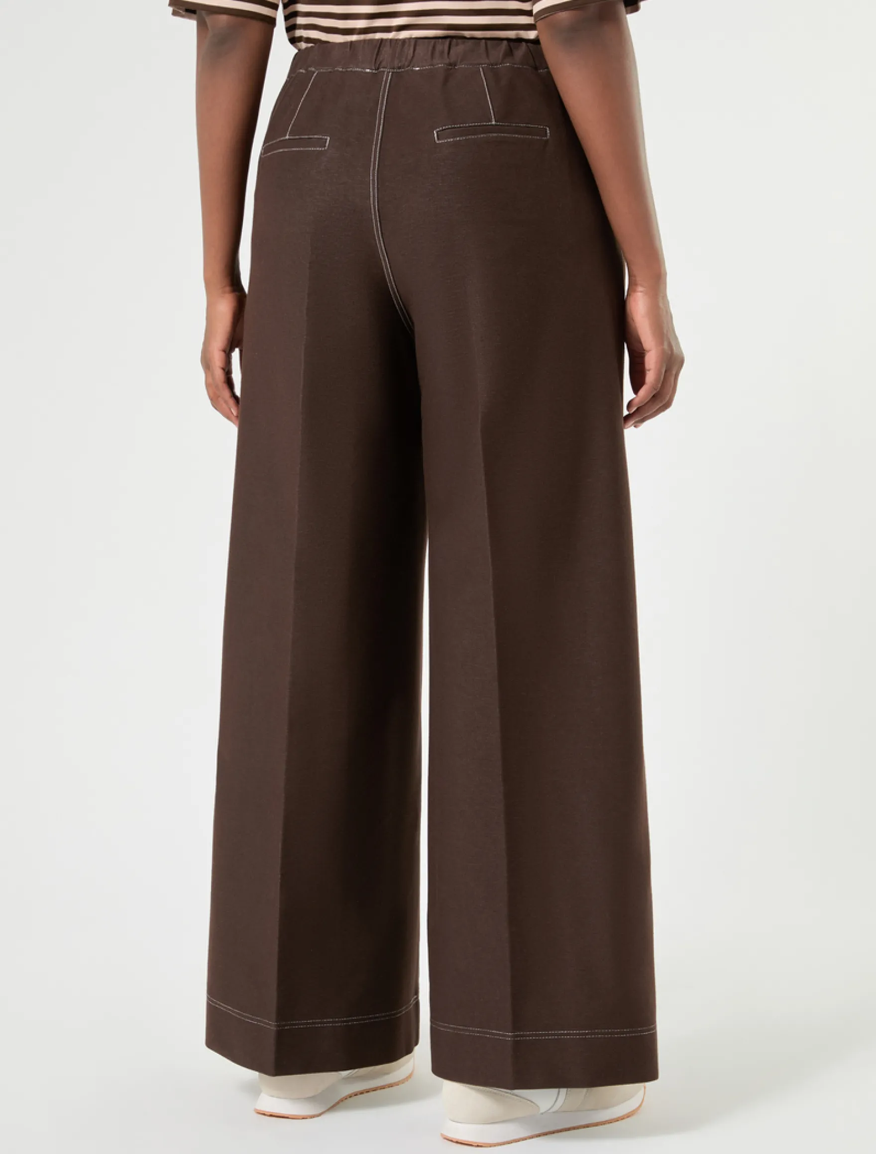 Pantaloni in jersey effetto denim - MARRONE SCURO
