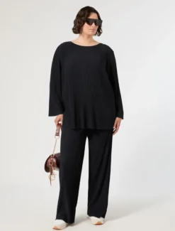 Pantaloni in jersey plissé - BLU NOTTE