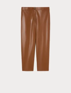 Pantaloni in jersey spalmato - CUOIO