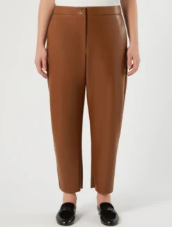Pantaloni in jersey spalmato - CUOIO