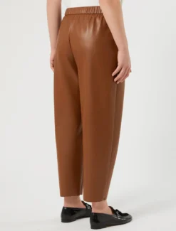 Pantaloni in jersey spalmato - CUOIO