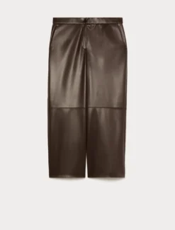 Pantaloni in jersey spalmato - MARRONE SCURO