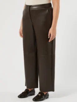 Pantaloni in jersey spalmato - MARRONE SCURO