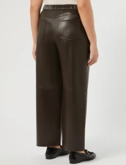 Pantaloni in jersey spalmato - MARRONE SCURO