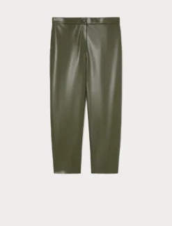 Pantaloni in jersey spalmato - VERDE OLIVA