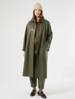 Pantaloni in jersey spalmato - VERDE OLIVA