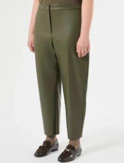 Pantaloni in jersey spalmato - VERDE OLIVA