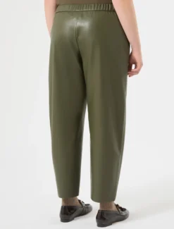 Pantaloni in jersey spalmato - VERDE OLIVA