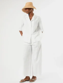 Pantaloni in lino e cotone - BIANCO OTTICO