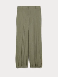 Pantaloni in lino e cotone - VERDE KAKI