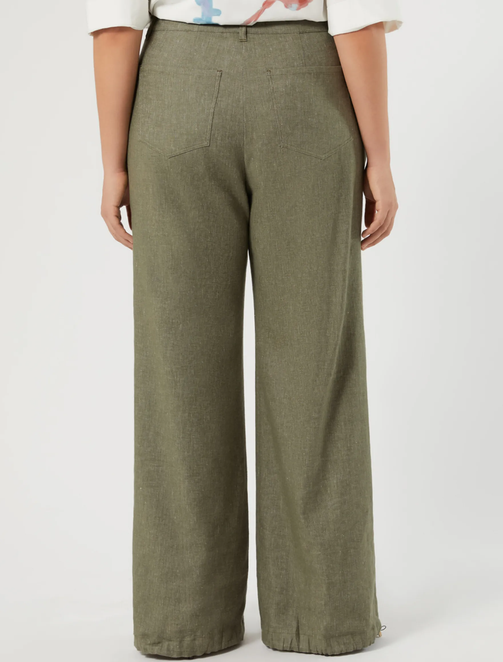 Pantaloni in lino e cotone - VERDE KAKI