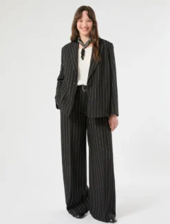 Pantaloni in lino gessato - NERO