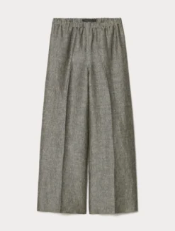 Pantaloni in lino tinto filo - NERO CARNE