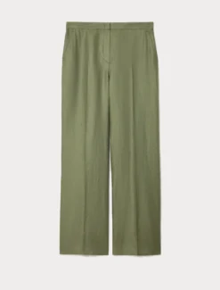 Pantaloni in lino - VERDE OLIVA