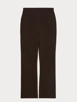 Pantaloni in maglia a coste - MARRONE SCURO