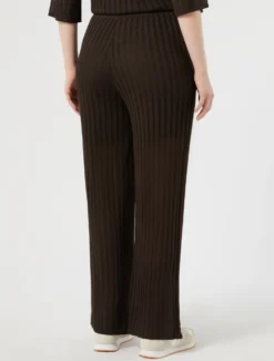 Pantaloni in maglia a coste - MARRONE SCURO