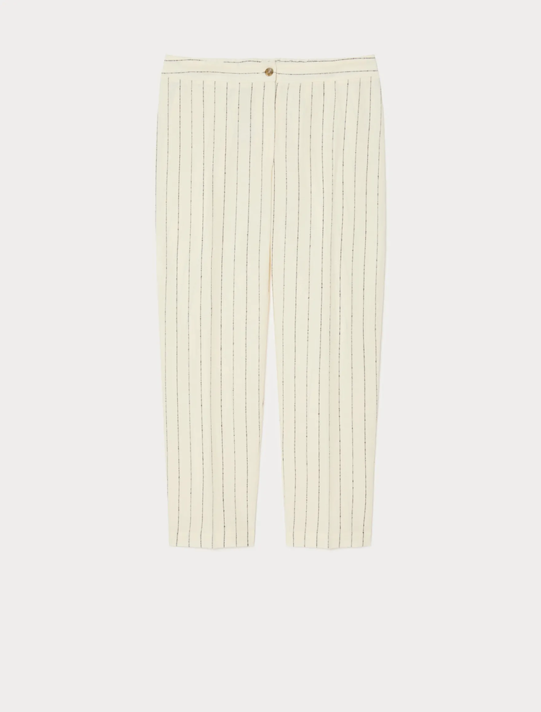 Pantaloni in misto lino gessato - BIANCO