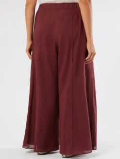 Pantaloni in mussola di cotone - BORDEAUX