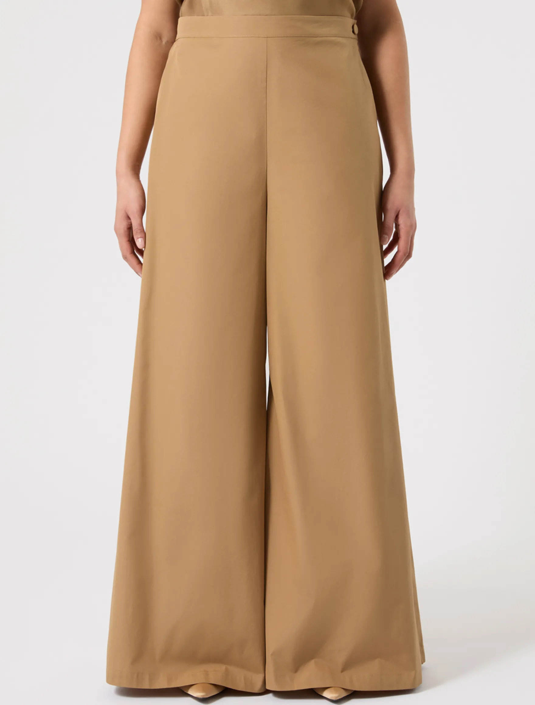 Pantaloni in popeline di cotone - CAMMELLO