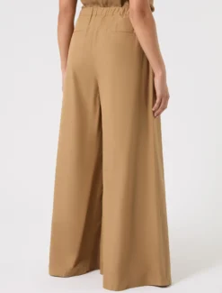 Pantaloni in popeline di cotone - CAMMELLO