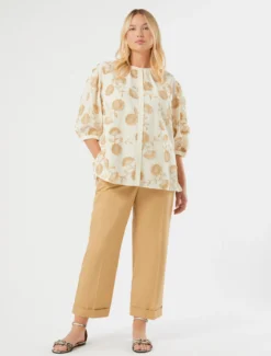 Pantaloni in popeline di cotone - CAMMELLO