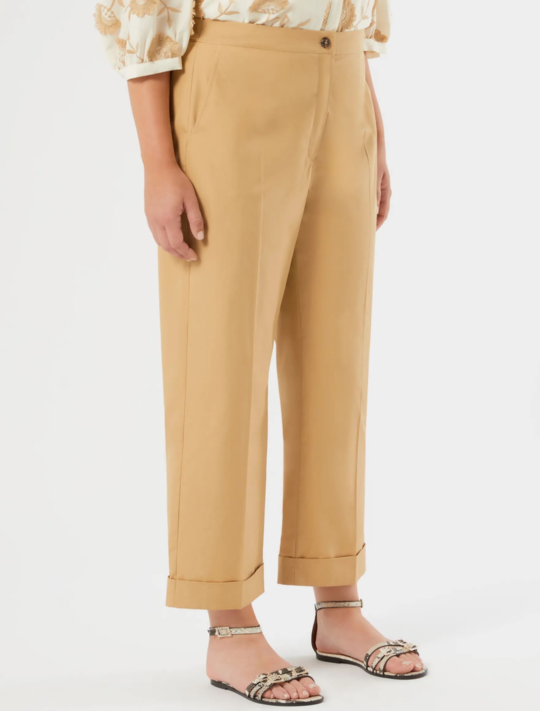 Pantaloni in popeline di cotone - CAMMELLO