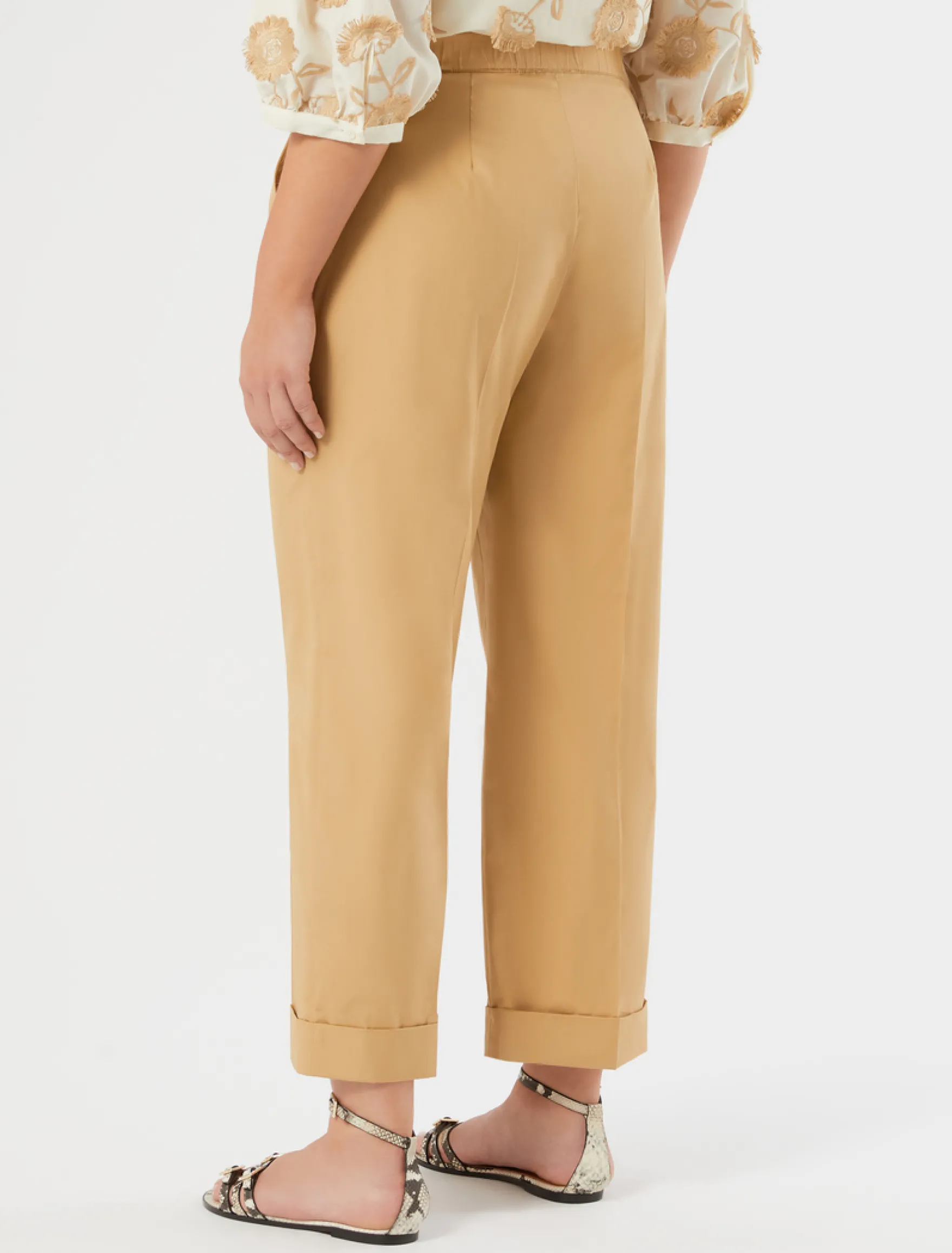 Pantaloni in popeline di cotone - CAMMELLO