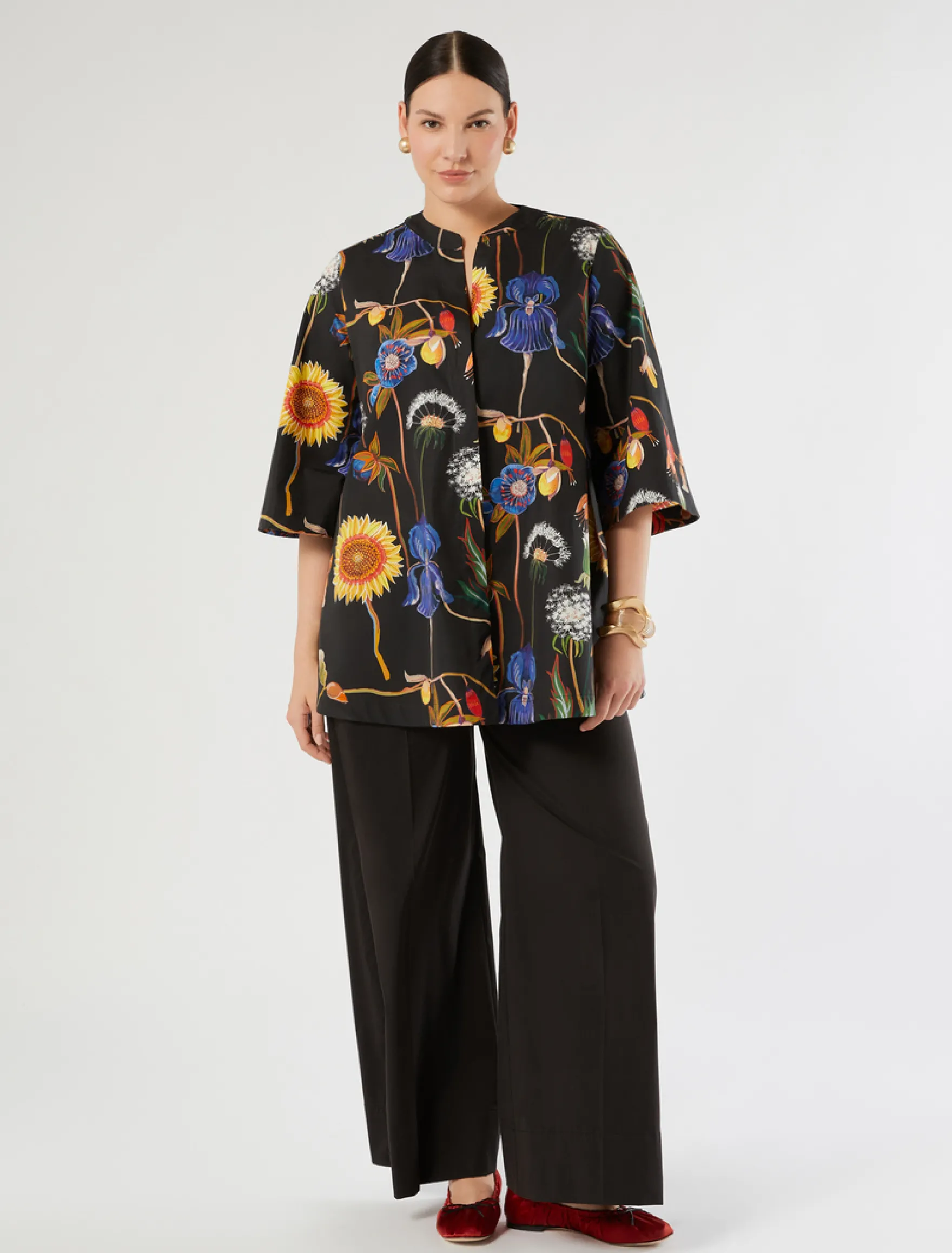 Pantaloni in popeline - NERO