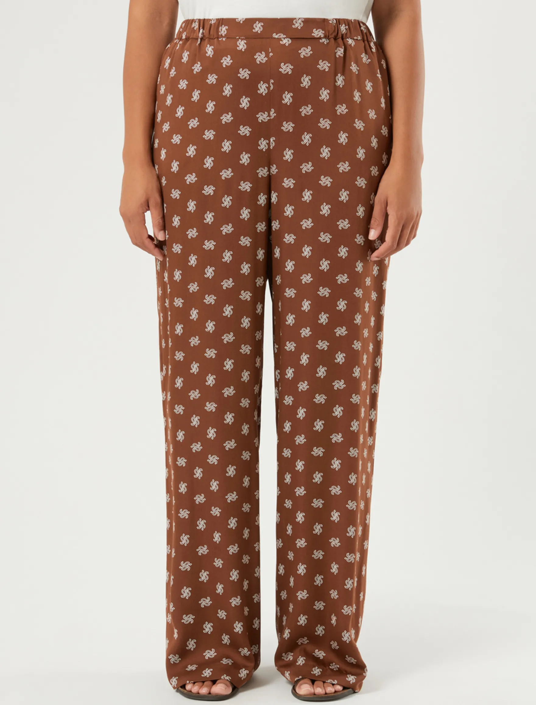 Pantaloni in raso di viscosa - MARRONE