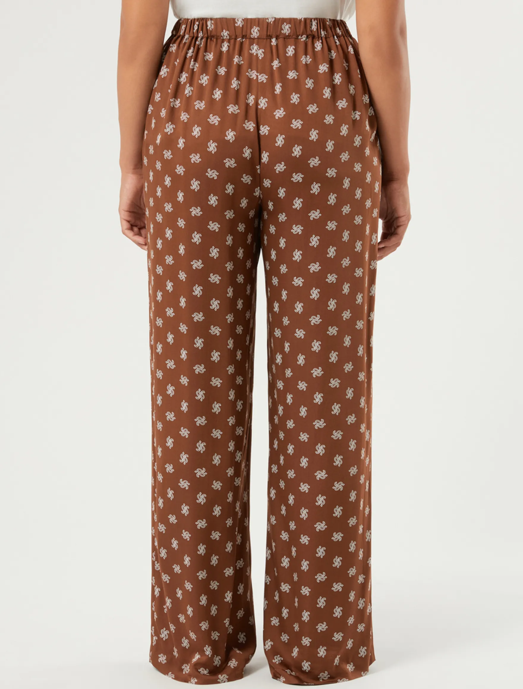 Pantaloni in raso di viscosa - MARRONE