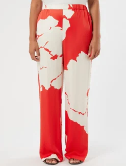 Pantaloni in raso di viscosa - ROSSO