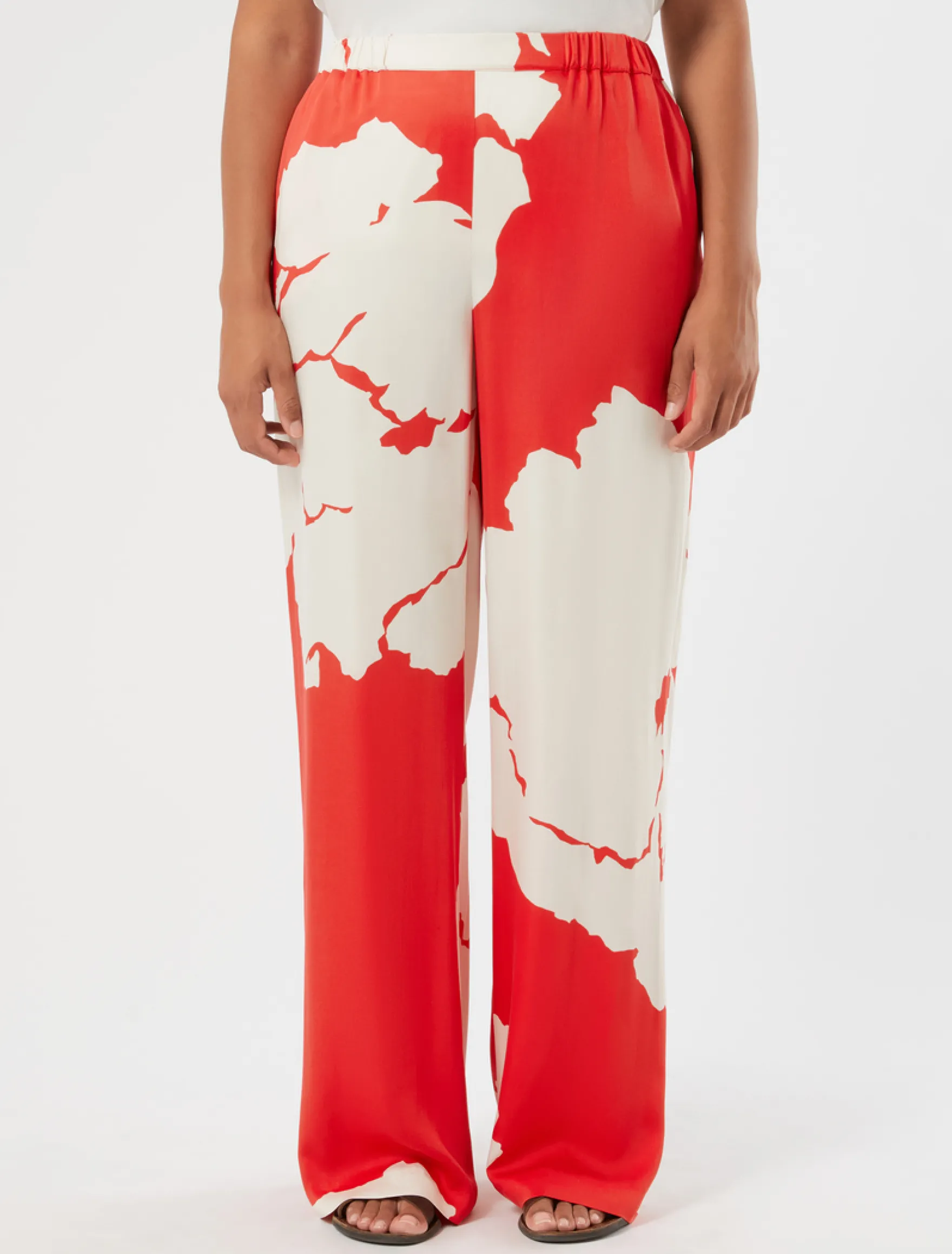 Pantaloni in raso di viscosa - ROSSO