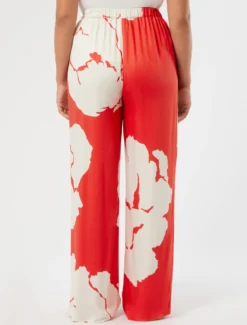 Pantaloni in raso di viscosa - ROSSO